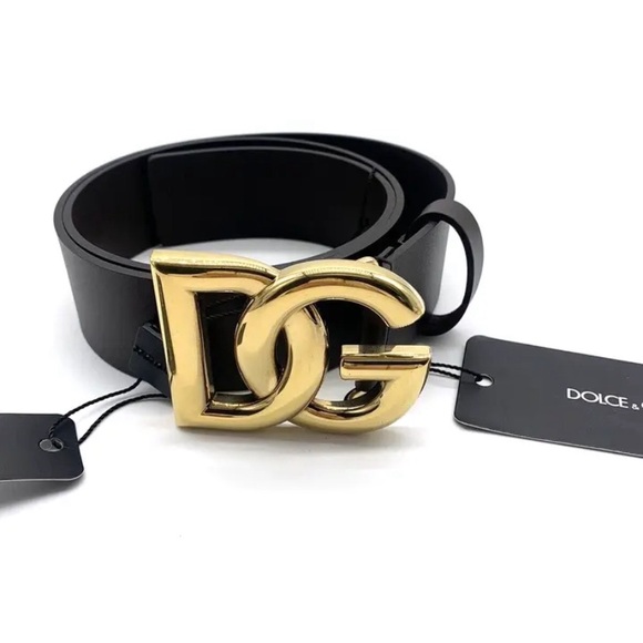 Dolce&Gabbana Men's DG-Logo Leather Buckle Belt 85 CM/34 IN